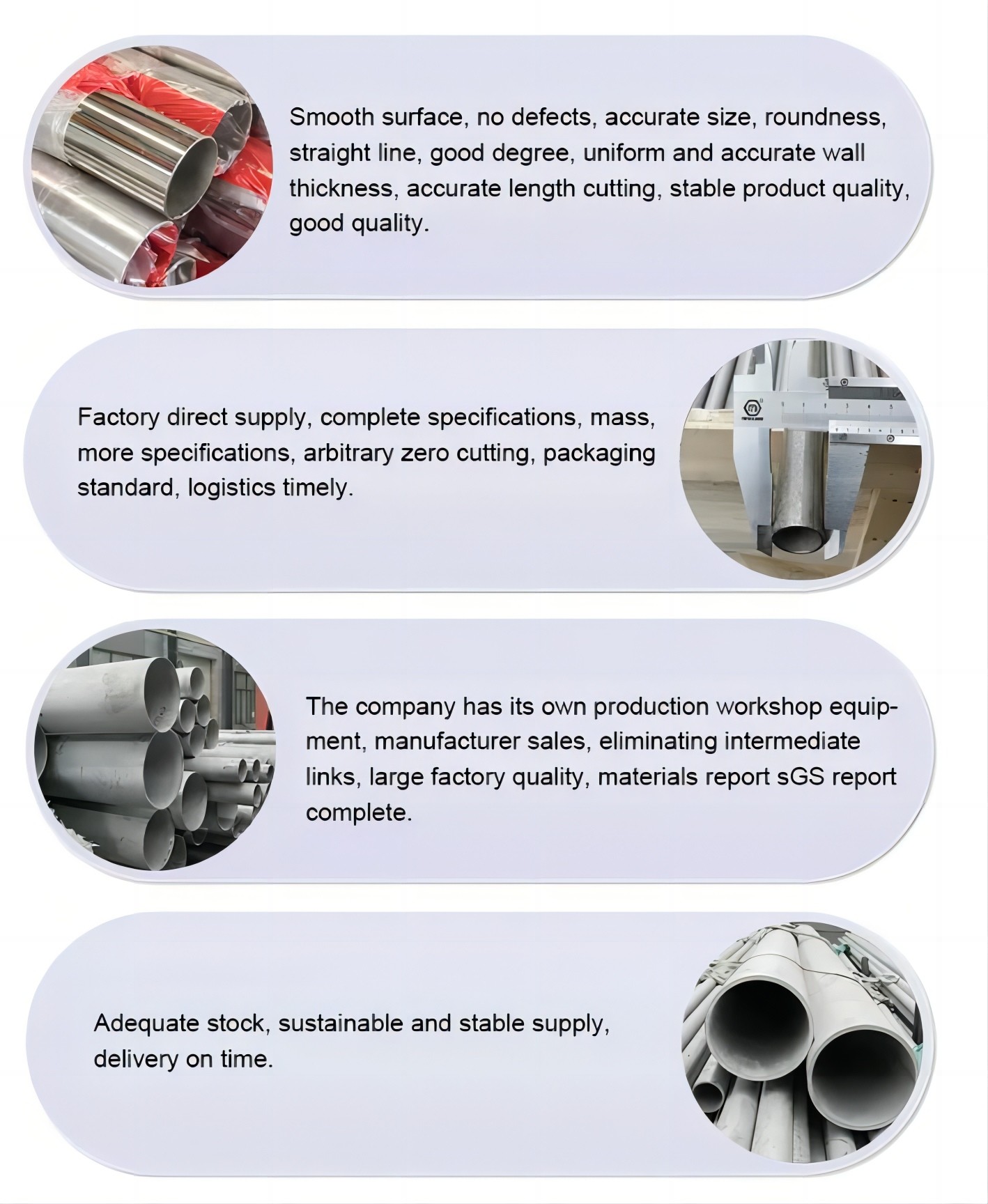 Stainless Steel Tube Astm A554 Grade 201/304L/316L Stainless Steel Tube Mirror Polishing Surface Decorative