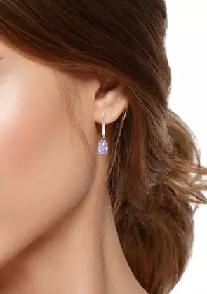 2.46 Ct. T.W. And 1/10 Ct. T.W. CZ Amethyst Leverback Earrings In Sterling Silver