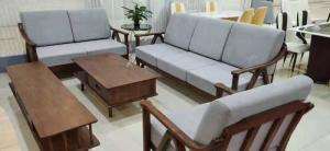 China Straight Texture Solid Wood Tv Cabinet , Uniform Color Sofa Coffee Table wholesale