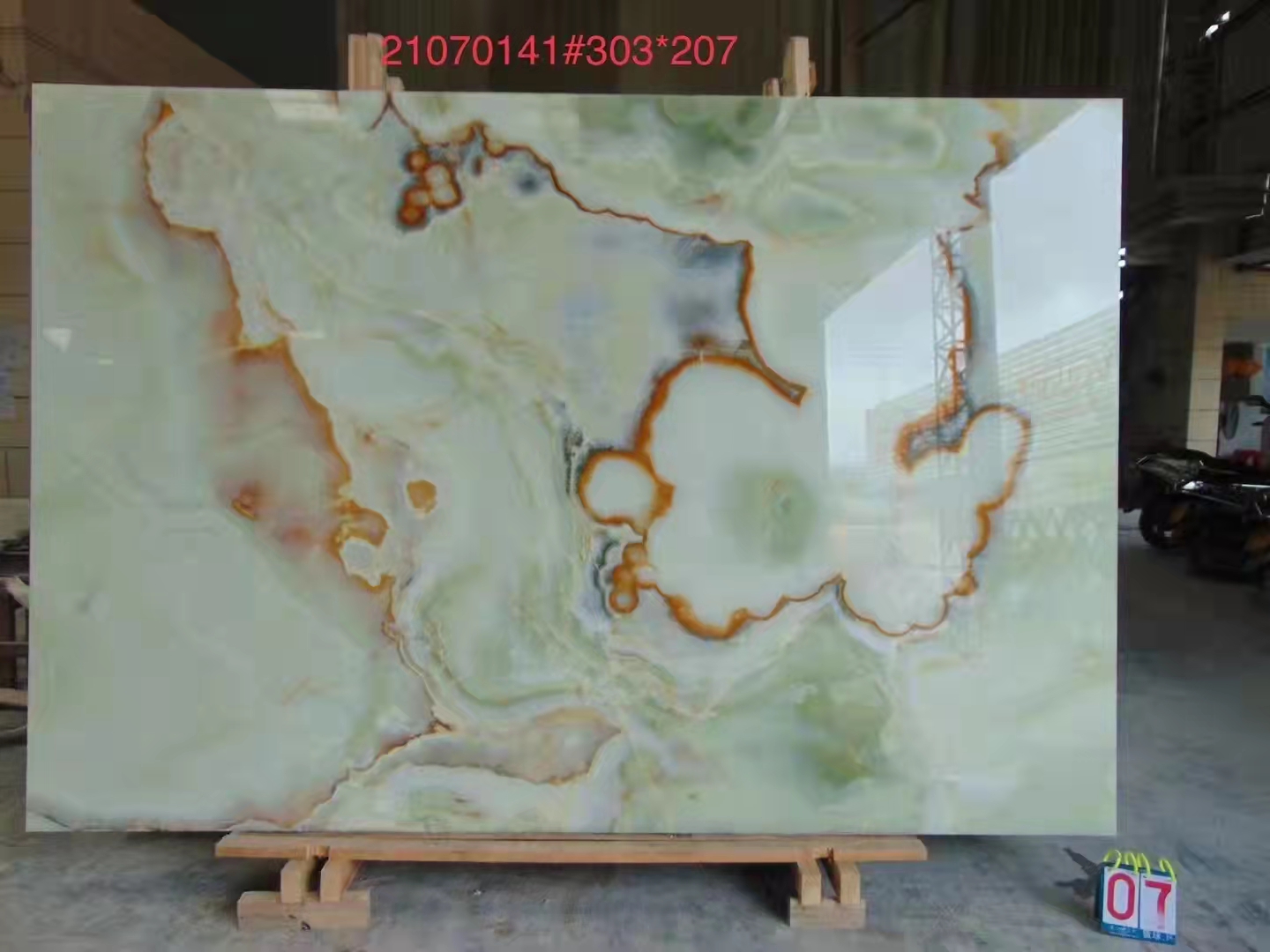 Natural Stone Staircase Design with Emerald Green Light Green Onyx Backlit Interior Stone
