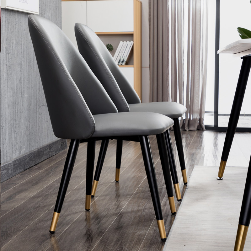 Luxury High Back Leather Dining Room Chairs With Metal Legs Customized