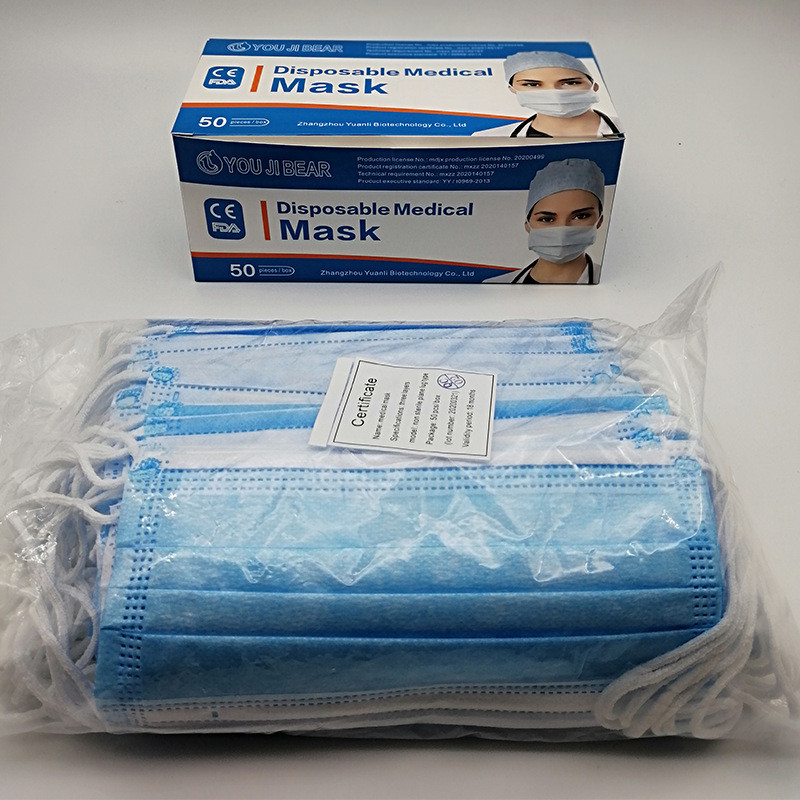 Ce Fda Certificate 3ply Non-Woven Fabrics Earloop Disposable Surgical Face Mask Medical Masks