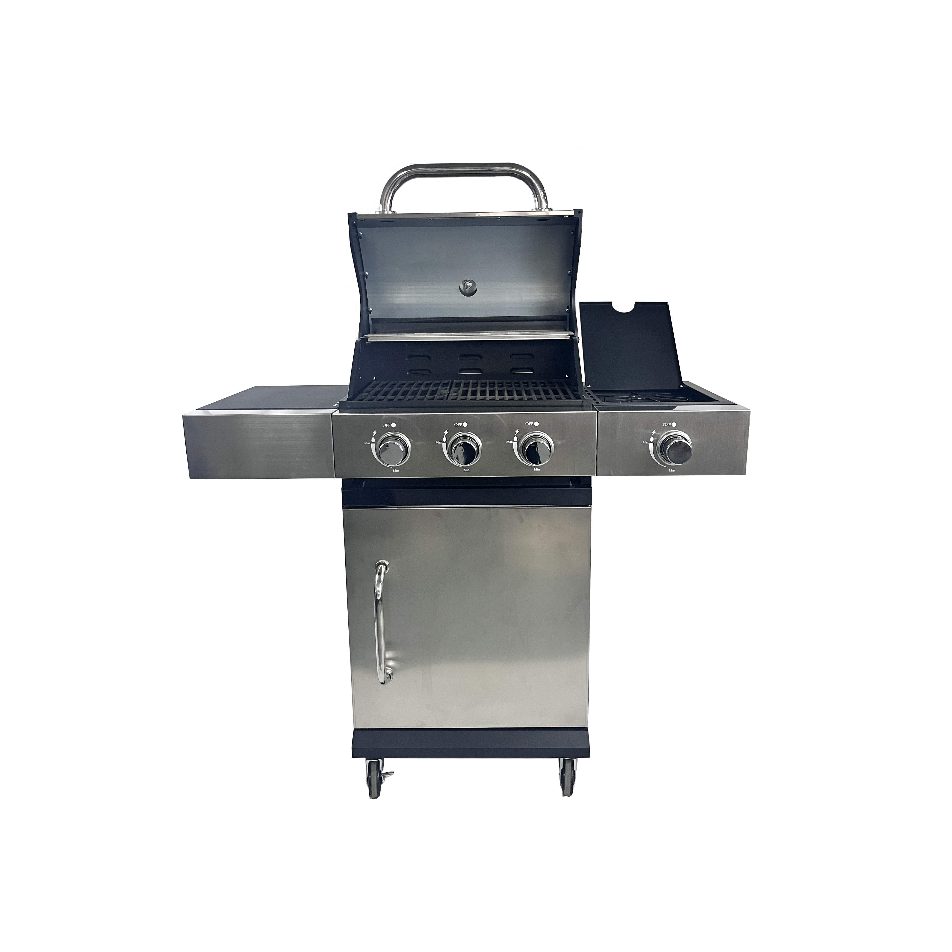 3 1 Burners Stainless Steel Gas Grill for Outdoor Cooking on 110x44x112 cm Trolley