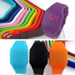 Waterproof Silicone Digital Led Watch , Electronic Movement Square Unisex