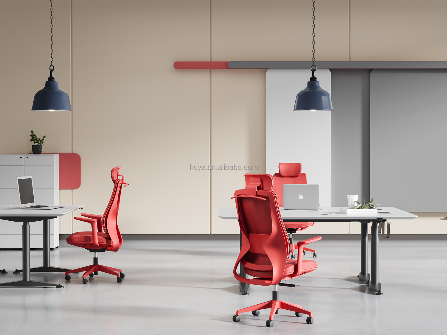 Enhance Your Workspace High Back Executive Red Mesh Office Chair with Lumbar Support