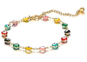 China Devil's Eyes Stainless Steel anklet Female 18K gold non-fading eye drops glue anklet spot American anklet Yiwu wholesale wholesale