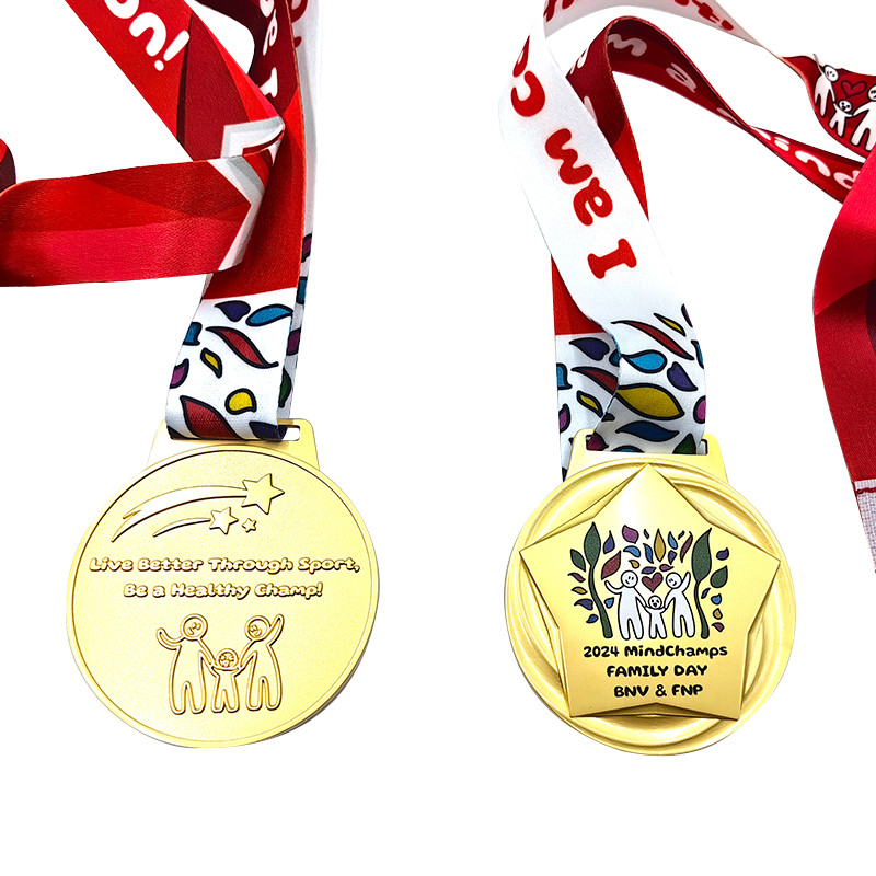 2.75" Custom Community Family Events Medal Custom Neck Ribbons For Medals