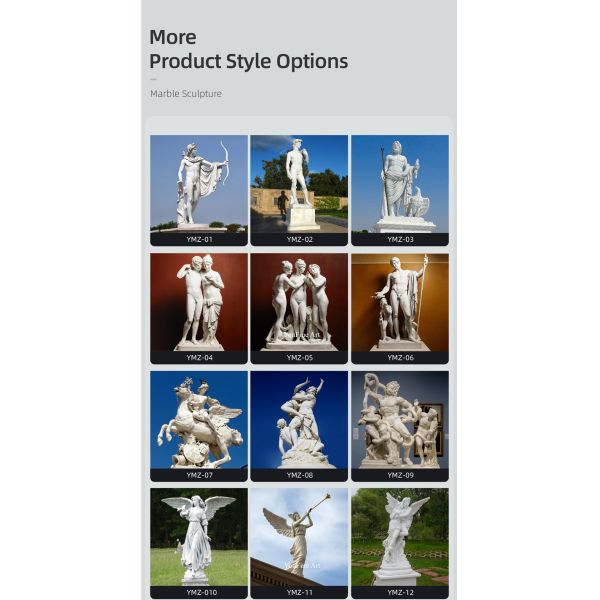 European Style Standing Marble Figure Stone Sculpture for Garden Lamp