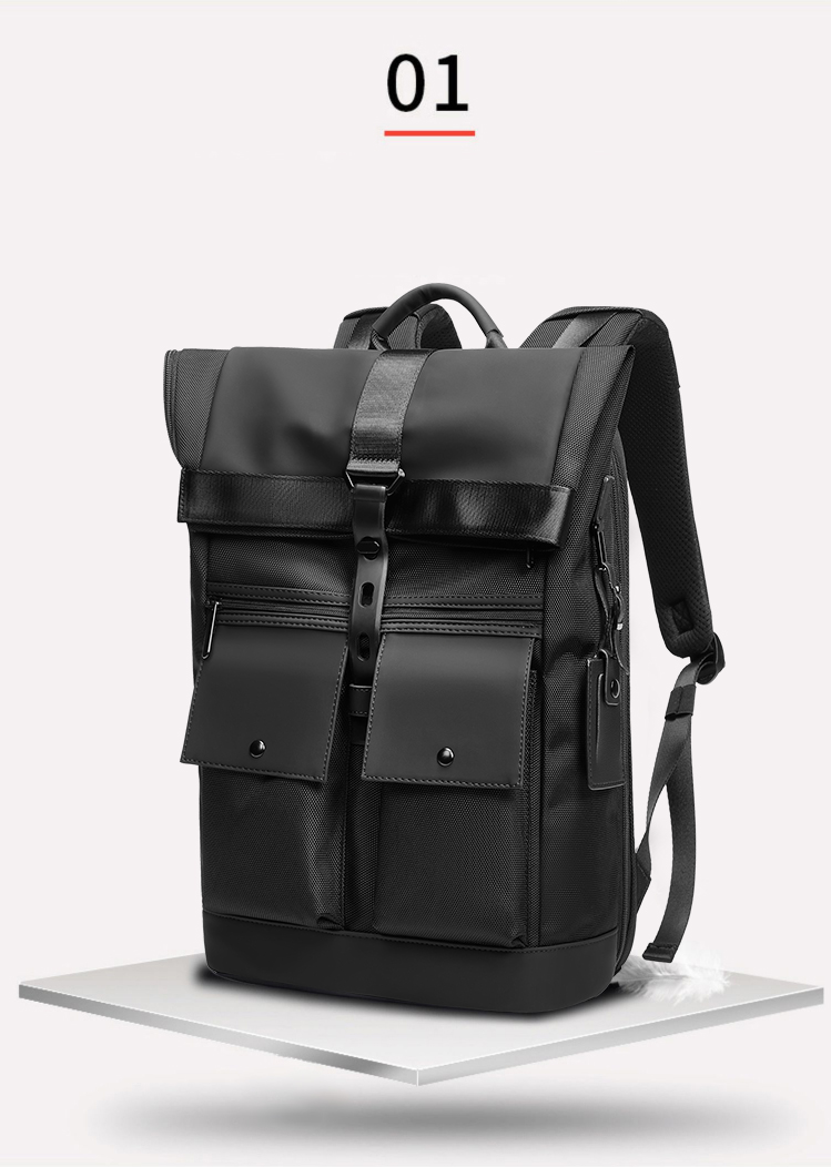 1680D Polyester College Sports Waterproof Business Backpack Solid Color