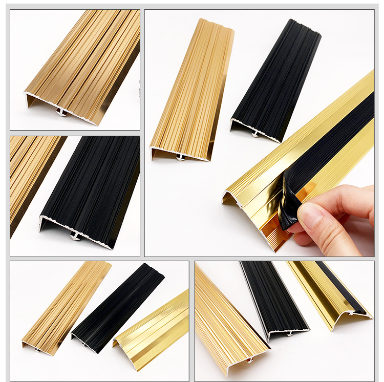 Stair Edge Protection Aluminium Stair Nosing Edge Trim With Insert Rubber