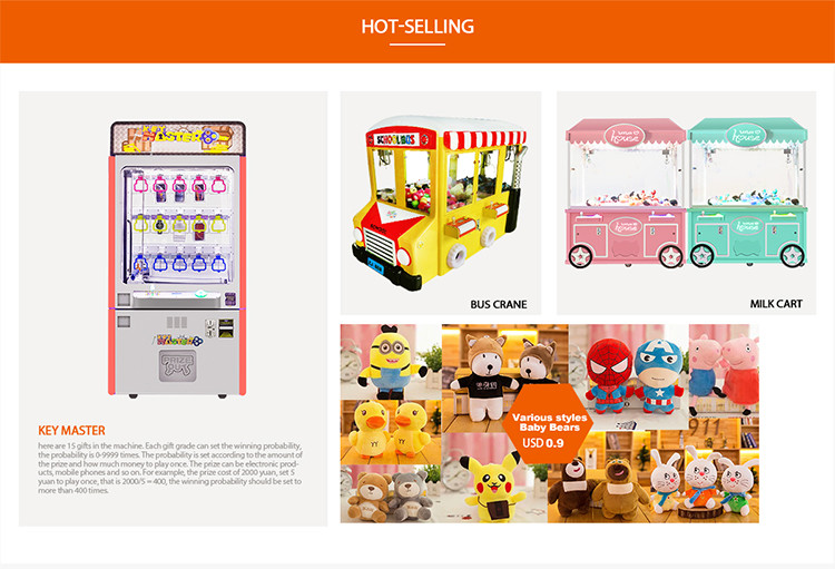 Coin Operated Toy Claw Crane Machine Prize Arcade Game for four people
