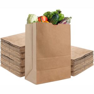 China Large Paper Bags Kraft Brown Paper Grocery Bags for Grocery Shopping wholesale