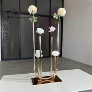 China Tall Aisle Wedding Flower Stand Decorative Gold Metal Flower Holder wholesale