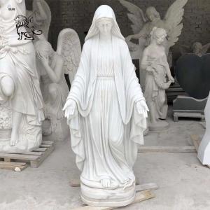 China Marble Mary Statues Religious Virgin Sculpture Life Size Natural Stone Garden wholesale