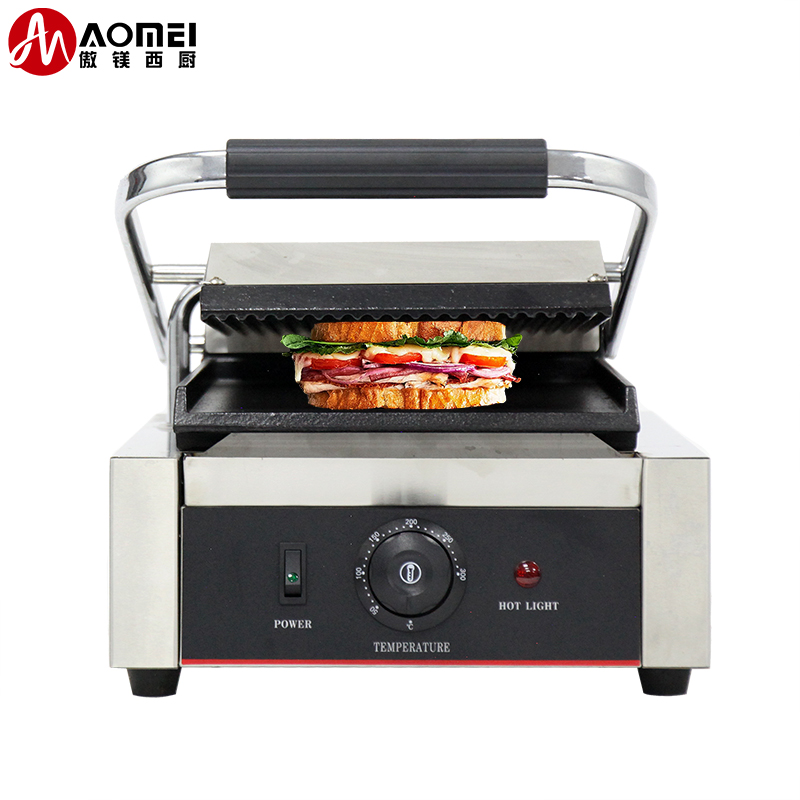 Commercial Electric Grill Portable Panini Sandwich Contact Griddle 305*340*190mm 10.8kg