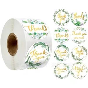 China Business Label Sticker Packaging Glossy Vinyl Circle Stickers Pvc Waterproof Small Thank You wholesale