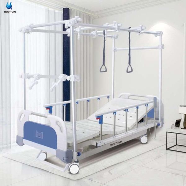 Rehabilitation Centers Electric Nursing Bed With Orthopedic Frame Overhead Trapeze Bar