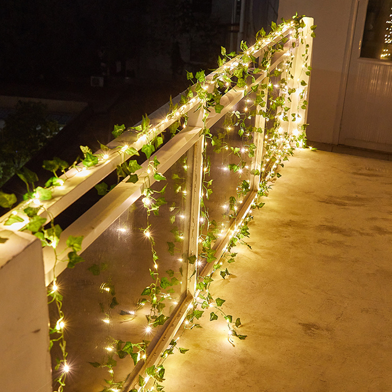 20 50 100 LED Solar Leaf Garland Light Outdoor Waterproof Fairy String Lights Wedding Party Christmas Garden Living Room Decor