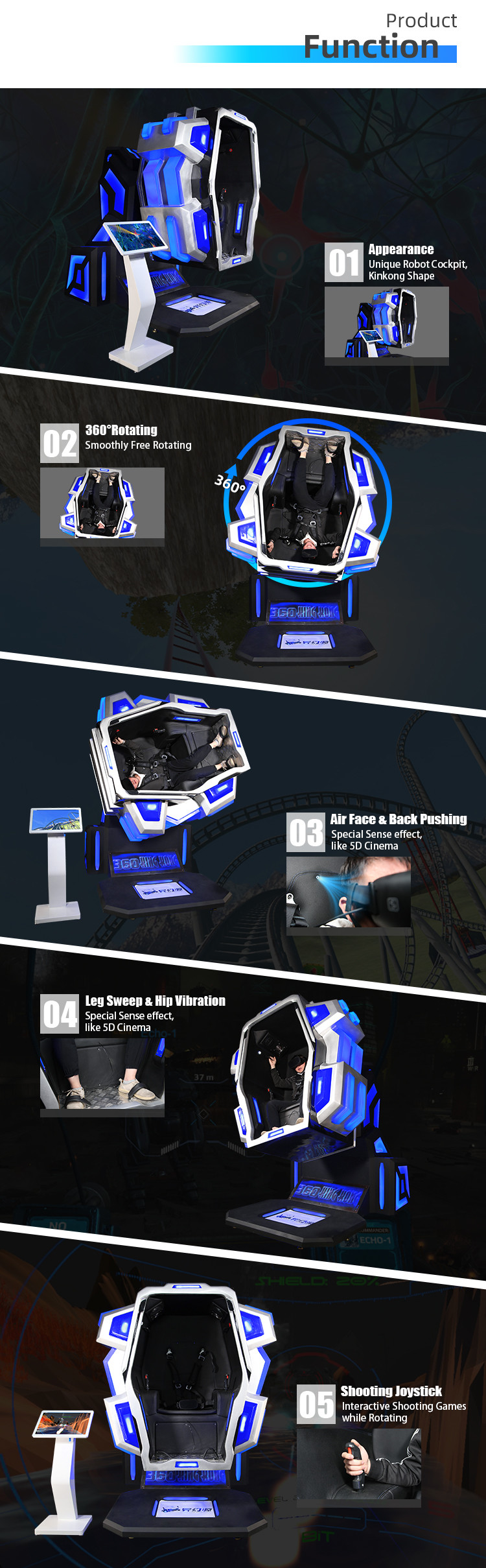 Indoor Sports Game VR Simulator 360 Degree Rotation VR Gaming Machine