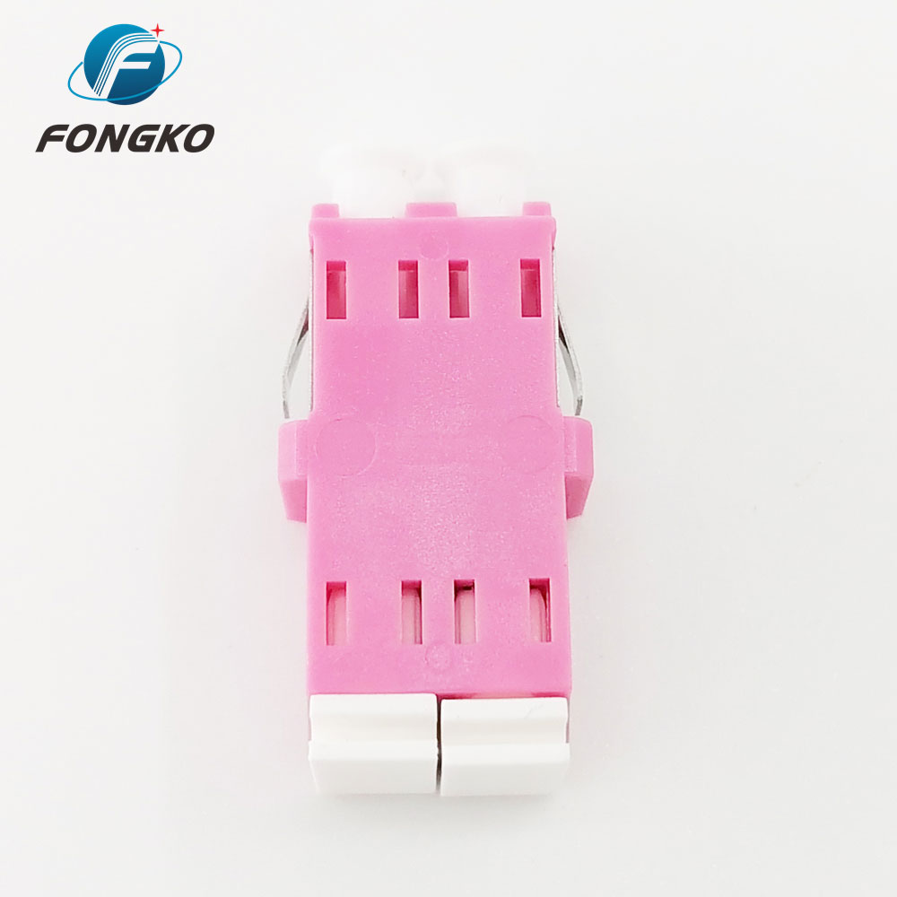 Plastic Flangeless Optic Fiber Adapter LC / OM4 Duplex Metal Shutter