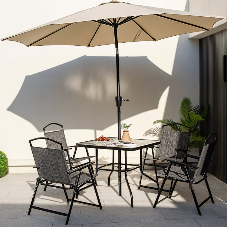 Mail Packing Square Dining Table and Teslin Chair Set for Outdoor Garden Cafe Restaurant