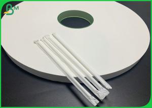 China Smoothness 53mm 28gsm White Kraft Paper For Plastic Straw Wrapping wholesale