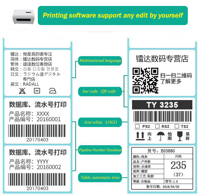 Thermal Barcode Label Printer With Label Holder– Compatible with Amazon Ebay Etsy Shopify 4×6 Shipping Label Printer