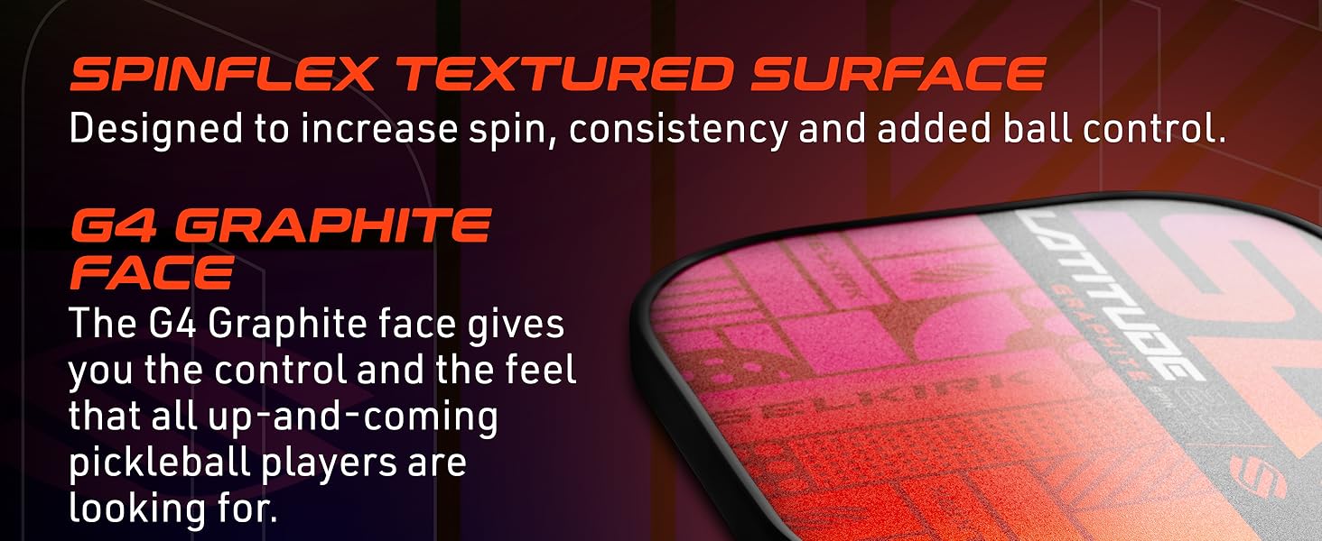 Spinflex textured surface, G4 graphite face gives best control and feel.