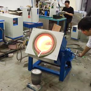 China Induction Heater Controller 110kw Melting Frunace Manual Tilting For 50 Kg Iron wholesale
