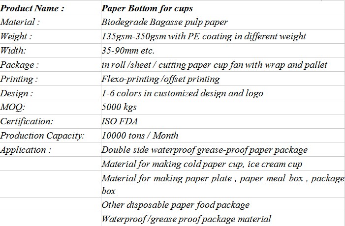 high quality single pe coated cup stock paper board for paper cup bottom