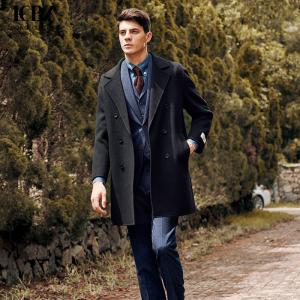 China Autumn and Winter Warmth Men's Black Lapel Woolen Coat for Business Casual Wear wholesale