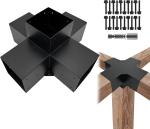 4 Pack Corrosion Resistant Steel Pergola Brackets - Black UV Resistant