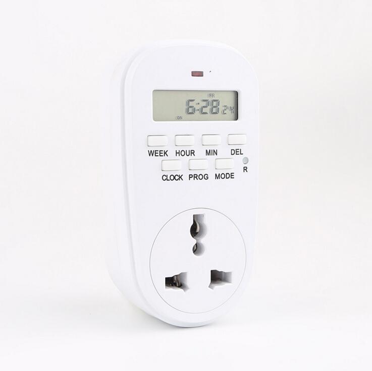 universal EU Plug Digital Display Energy Saving Programmable Electronic Socket Timer Setting of Clock/ On/ Off Time