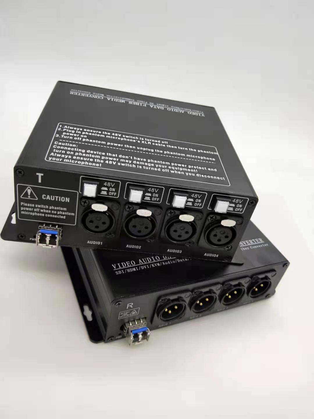 Digital xLR to fiber optic converter With Switchable 48V Phantom Power Supply