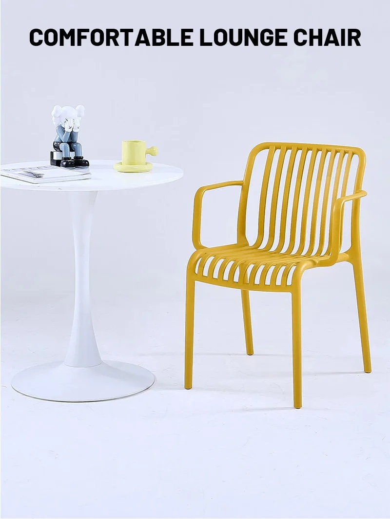 Red Plastic Garden Dining Chairs Nordic Stackable Black Plastic Armchair
