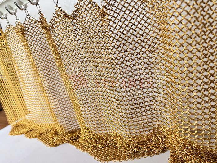 Rose Gold Metal Ring Mesh Curtain 15mm For Architecture Design