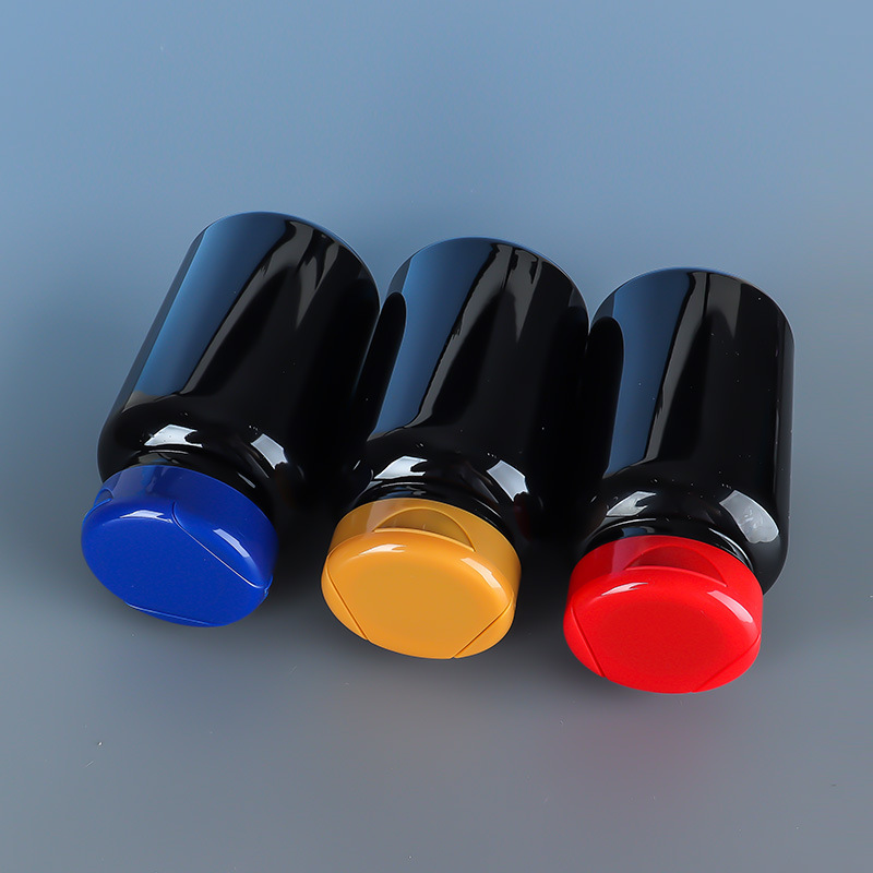 200cc 500cc Wide Mouth Flip Cap Bottle in Pink for Customized Private Label PET Vitamin Pill or Chocolate Packaging