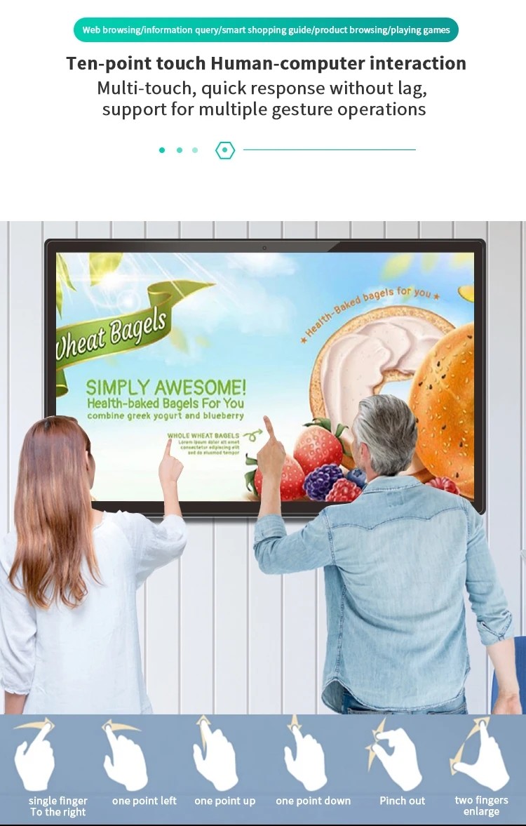 Touch Screen Interactive Digital Kiosk 21.5 32 43 55 65 75 Inch Wall Hanging