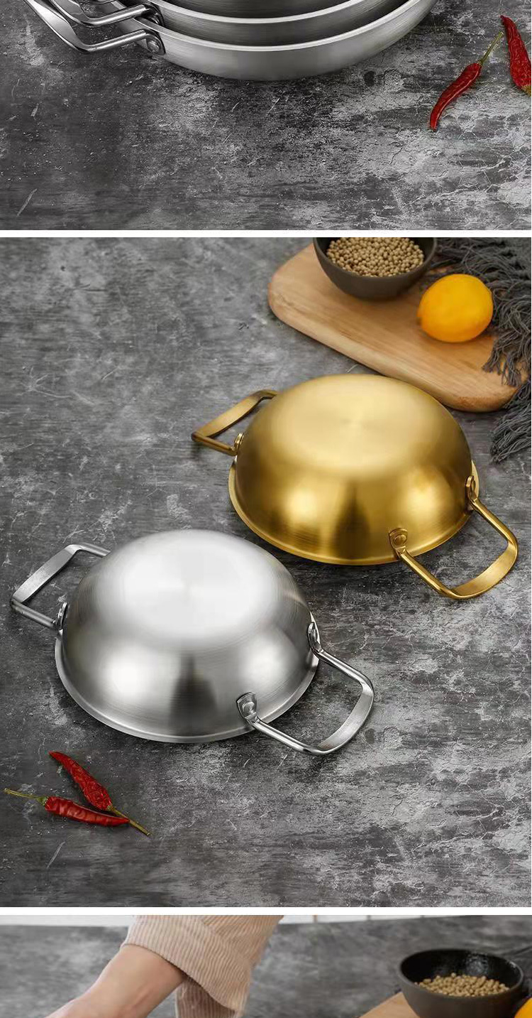 Hot Selling Korea Cooking Kitchen Cookware Induction Frying Pan Seafood Frying Pan Stainless Steel Paella Pans