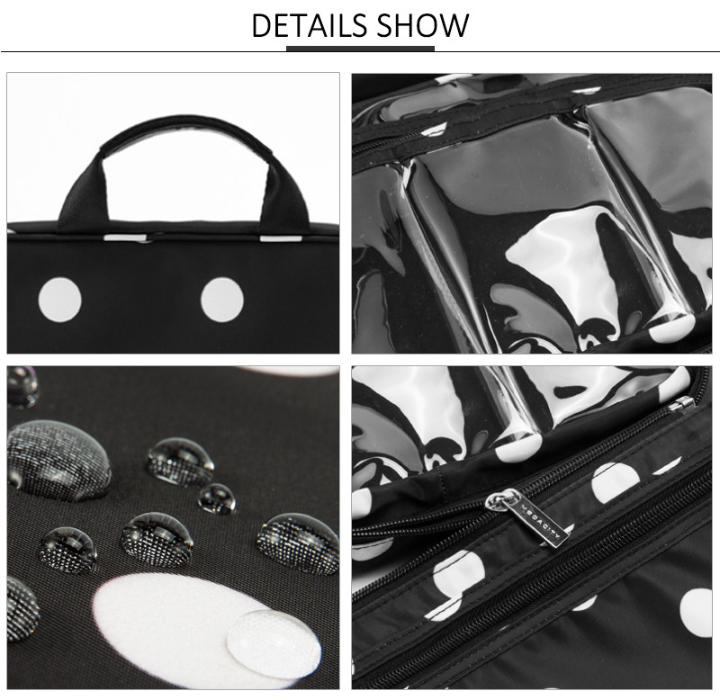 Wave Point Print Polyester Travel Toiletry Bag
