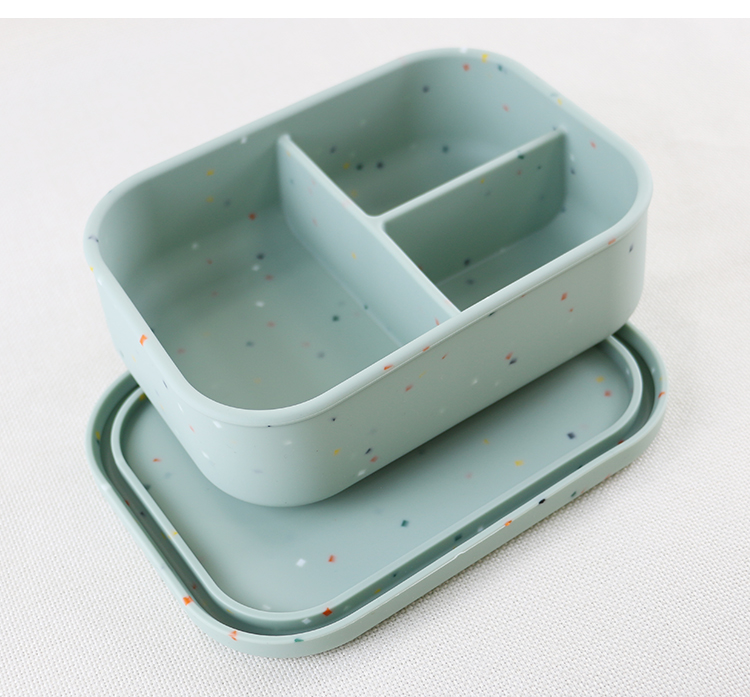 3 Compartment Silicone Lunch Containers , Reusable Silicone Bento Lunch Box Leak Proof
