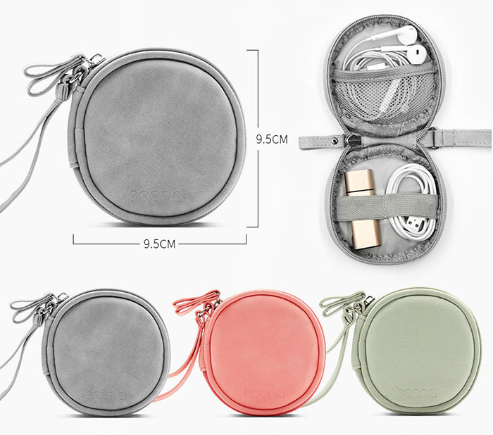 New Design Mini Leather Earphone Wire Storage Bag , Coins Organizer Bag