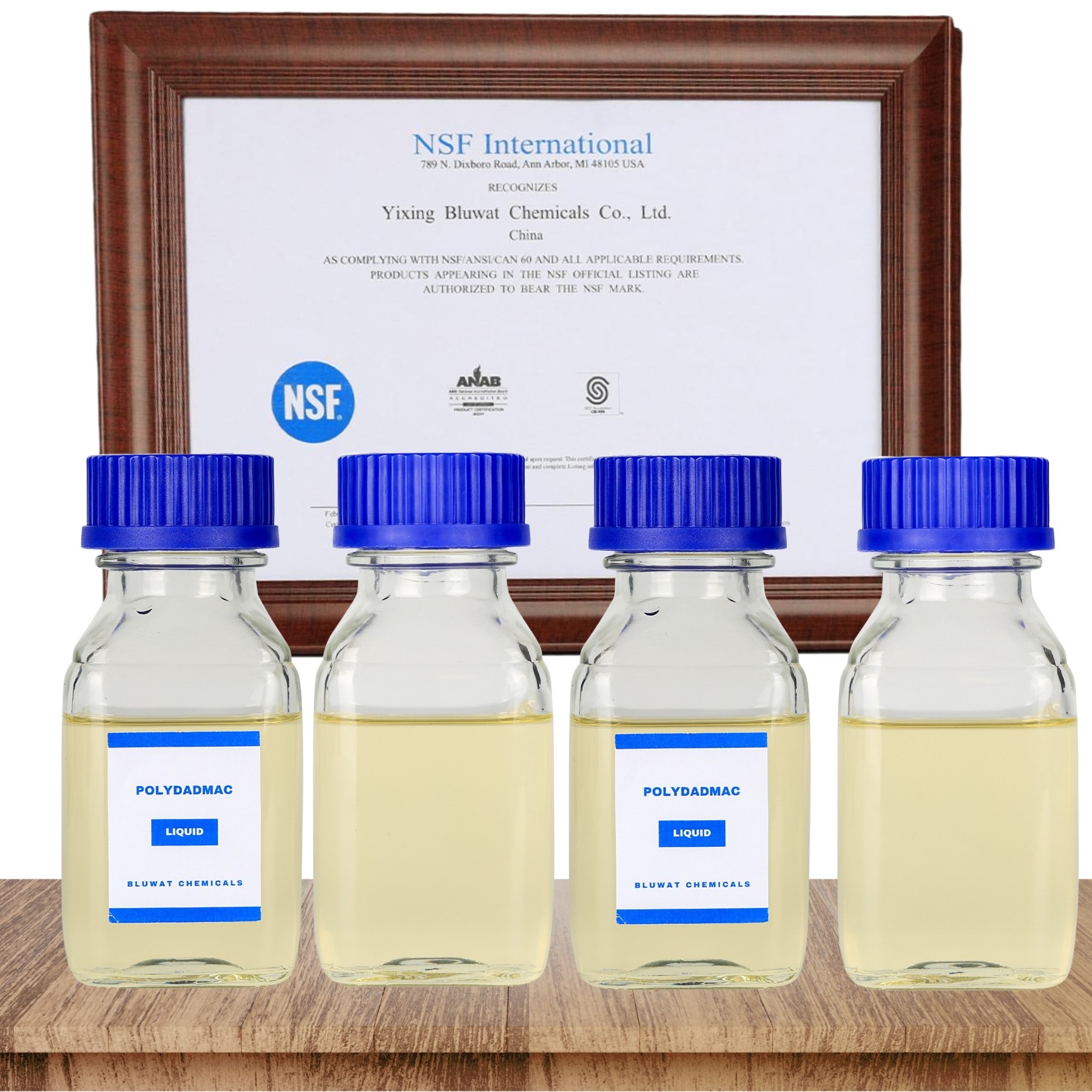 NSF Certified Efficiency Poly DADMAC Water Purifying Chemical Low To Very Viscosity Solid Content 19%-51%