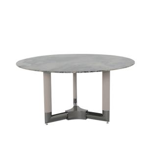 China Grey Round Marble Kitchen Table Customized Circle Marble Dining Table wholesale
