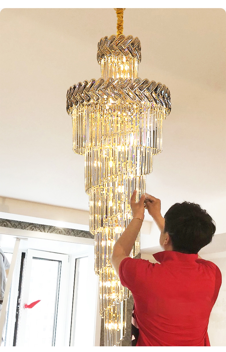 Hall Living Room Chandelier Smoky Gray Crystal Lamps art deco style gold chandelier(WH-NC-42)