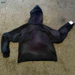 Black Full Zip Up Hoodie Rhinestone Men'S Cropped Raw Hem Hoodie Streetwear