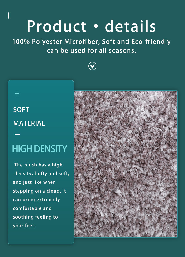 Plush Absorbent Grey Tufted Washable Bath Mats For Washroom