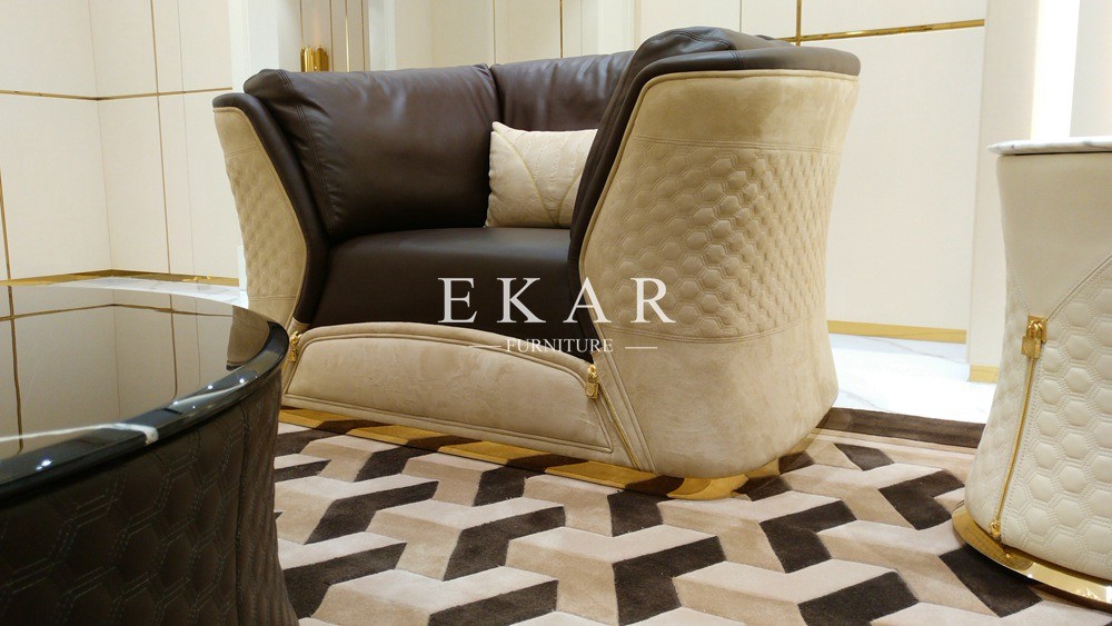 Modern Luxury Italian Leather Living Room 7 Seater Sofa Set For Villa