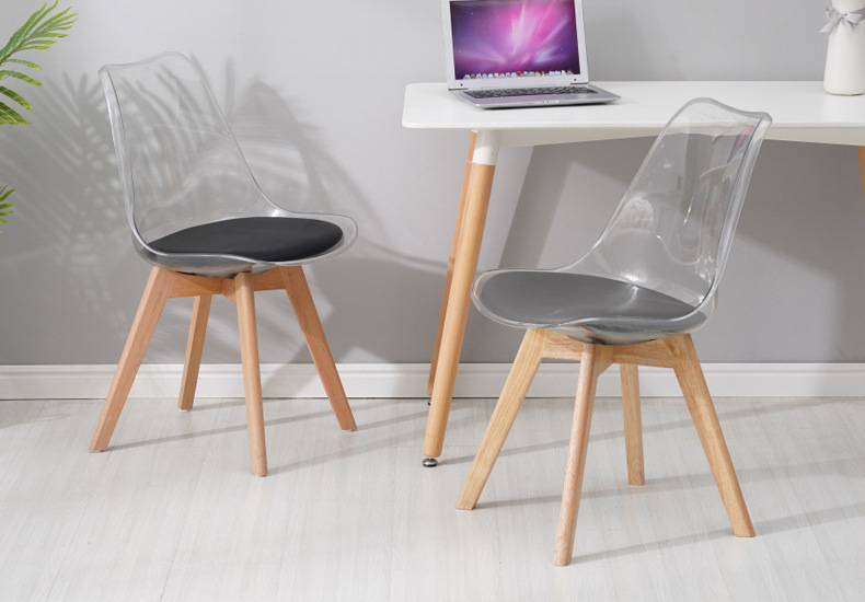 Nordic PC Transparent Acrylic White Plastic Kitchen Chairs For Cafe