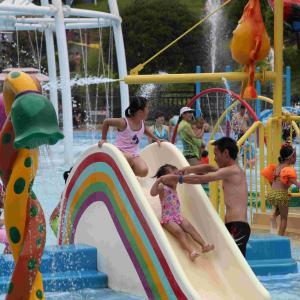 China Commercial Rainbow Bridge Fiberglass Water Park Pool Slides for Kids wholesale